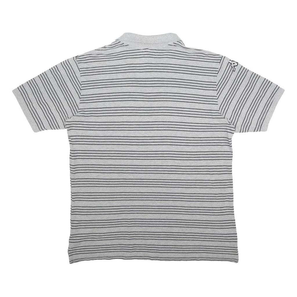 KAPPA Mens Grey & Black Striped Short Sleeve Polo Shirt XL Cotton Blend Casual