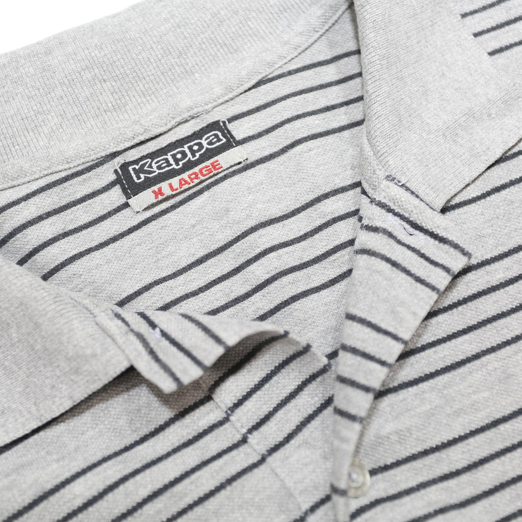 KAPPA Mens Grey & Black Striped Short Sleeve Polo Shirt XL Cotton Blend Casual