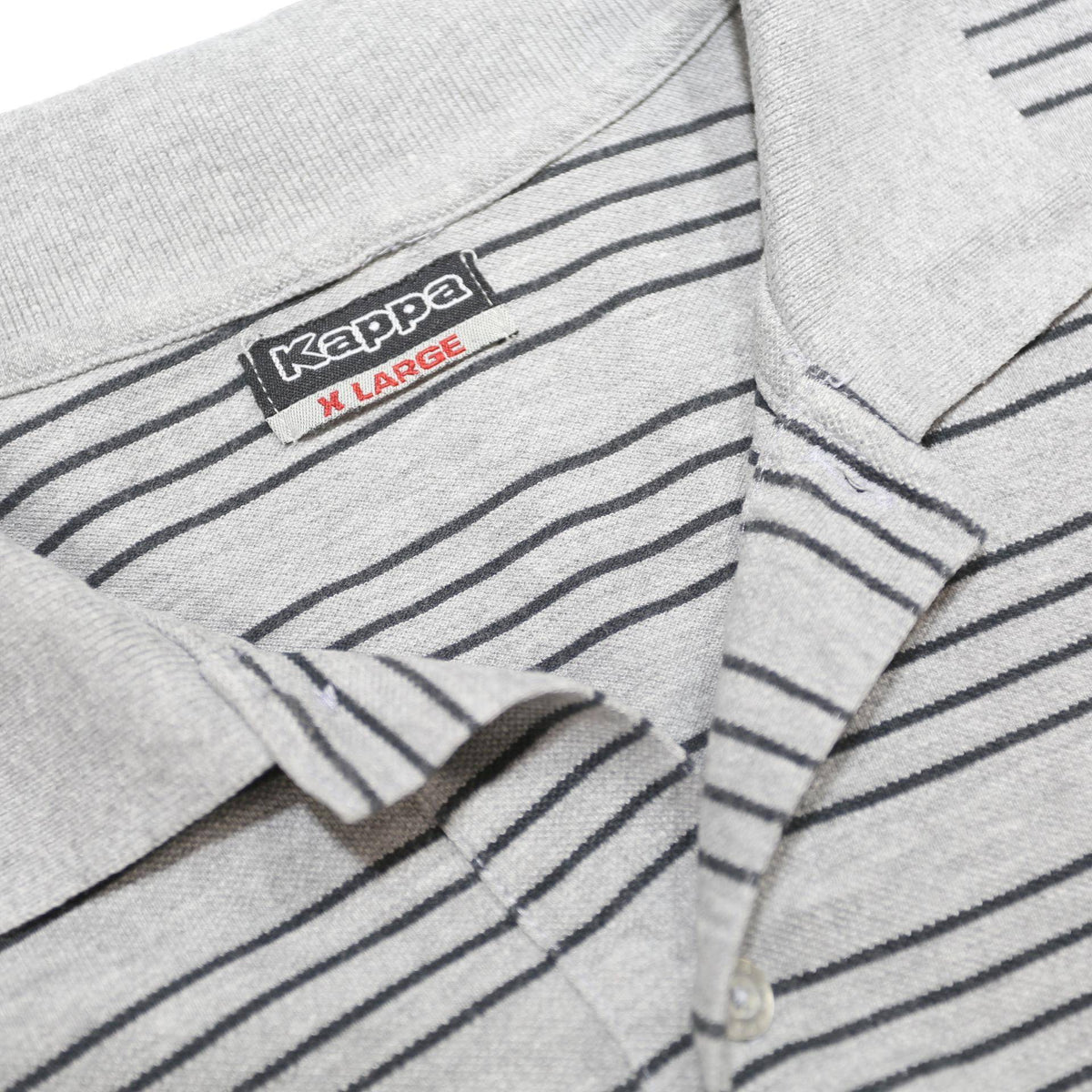 KAPPA Mens Grey & Black Striped Short Sleeve Polo Shirt XL Cotton Blend Casual