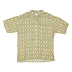 PIERRE CARDIN Mens Beige Pattern Rayon Shirt M Vintage Style Comfort