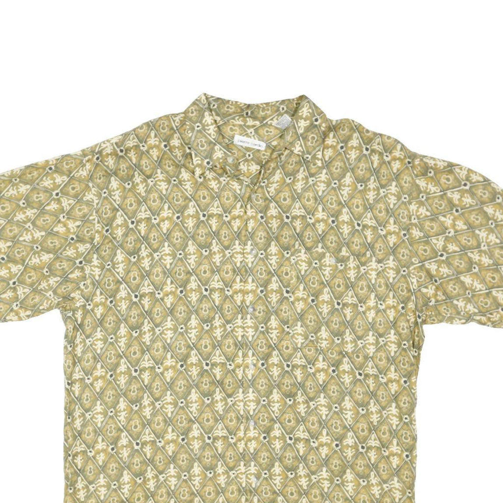 PIERRE CARDIN Mens Beige Pattern Rayon Shirt M Vintage Style Comfort