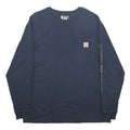 CARHARTT Mens Navy Blue Graphic T-Shirt L Long Sleeve Crew Neck Logo Branding