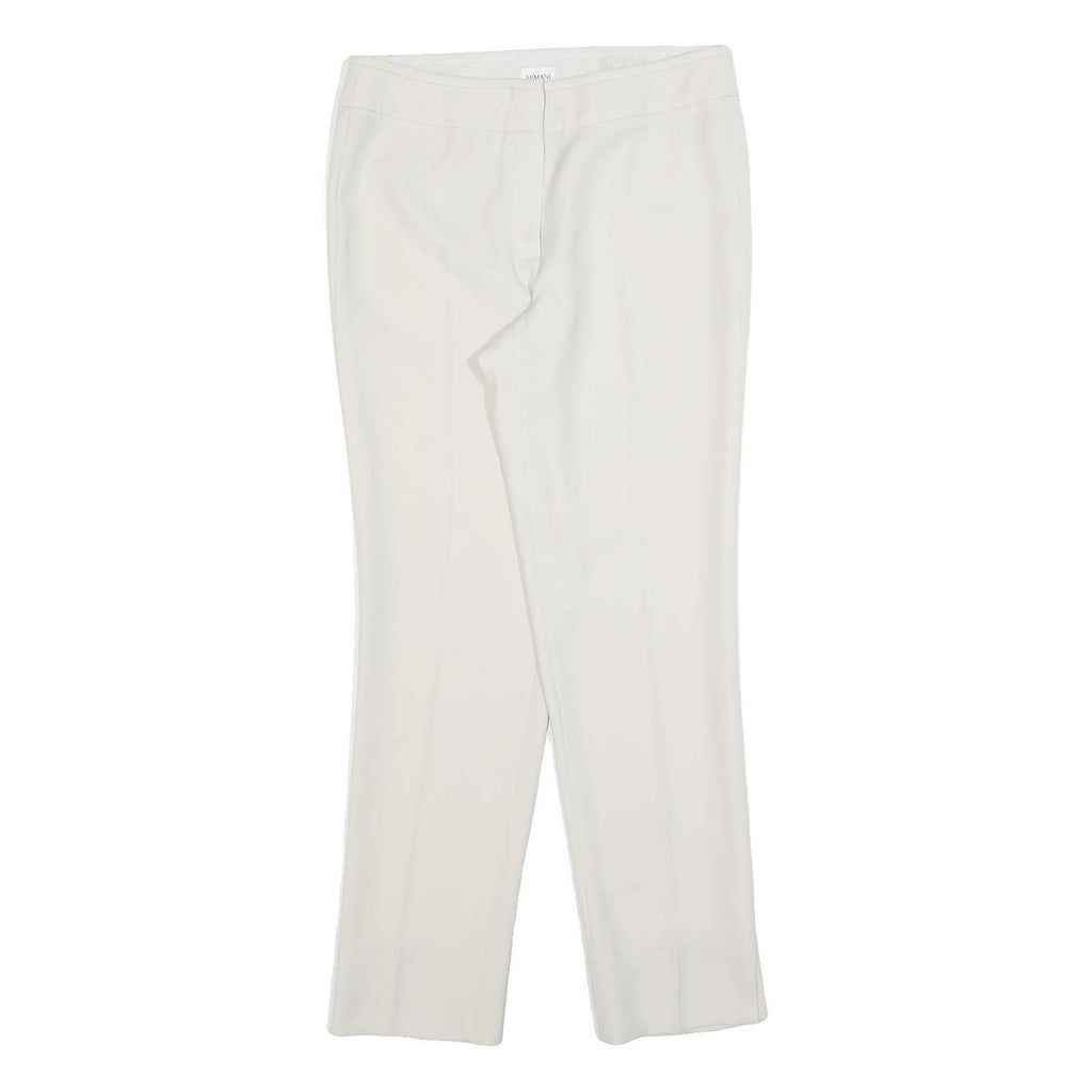ARMANI COLLEZIONI Womens White Slim Straight Trousers Zip W30 L30 Tailored