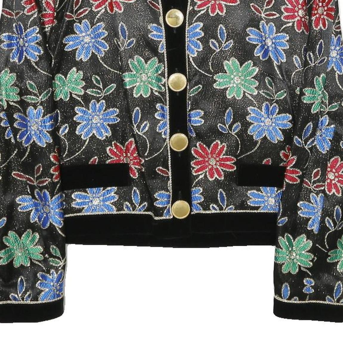 HARDOB Womens Black Floral Pattern Button Jacket Synthetic UK 10 Stylish Fit