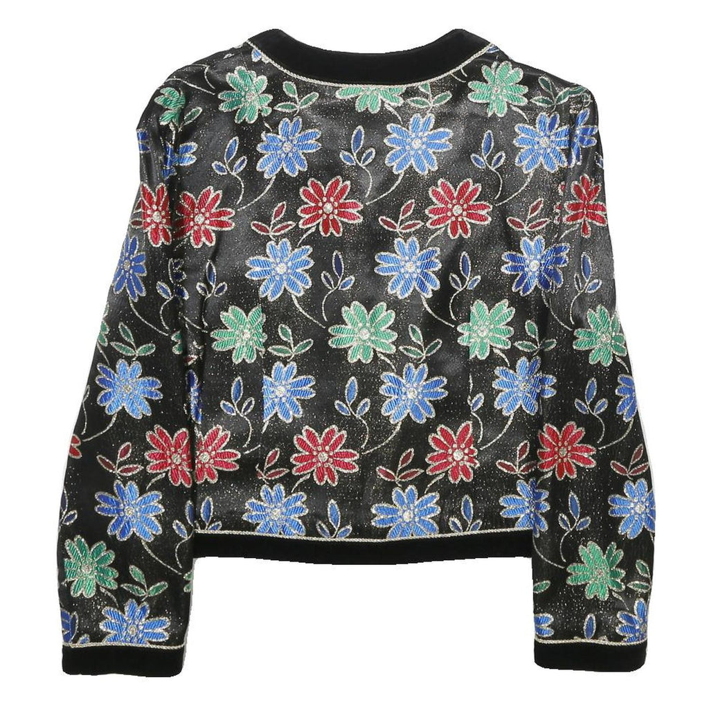 HARDOB Womens Black Floral Pattern Button Jacket Synthetic UK 10 Stylish Fit