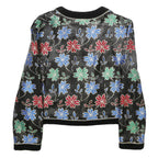 HARDOB Womens Black Floral Pattern Button Jacket Synthetic UK 10 Stylish Fit