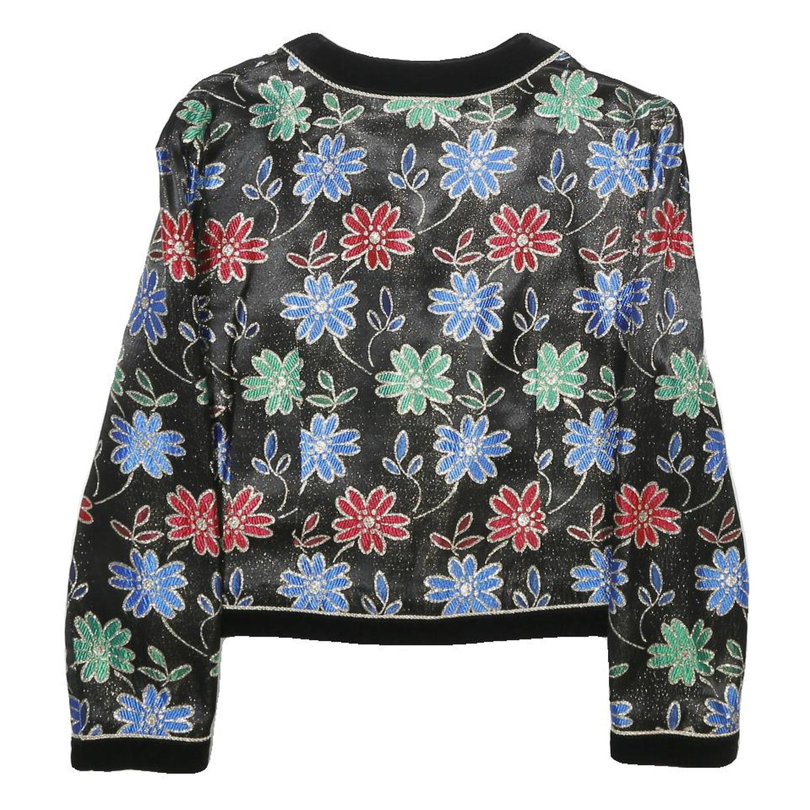 HARDOB Womens Black Floral Pattern Button Jacket Synthetic UK 10 Stylish Fit