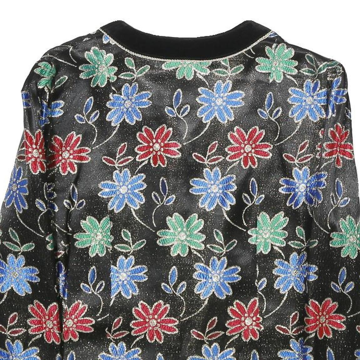 HARDOB Womens Black Floral Pattern Button Jacket Synthetic UK 10 Stylish Fit