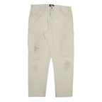 DICKIES Mens Cotton Blend Beige Slim Straight Trousers W36 L32 Workwear