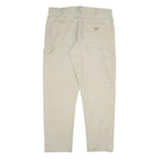 DICKIES Mens Cotton Blend Beige Slim Straight Trousers W36 L32 Workwear