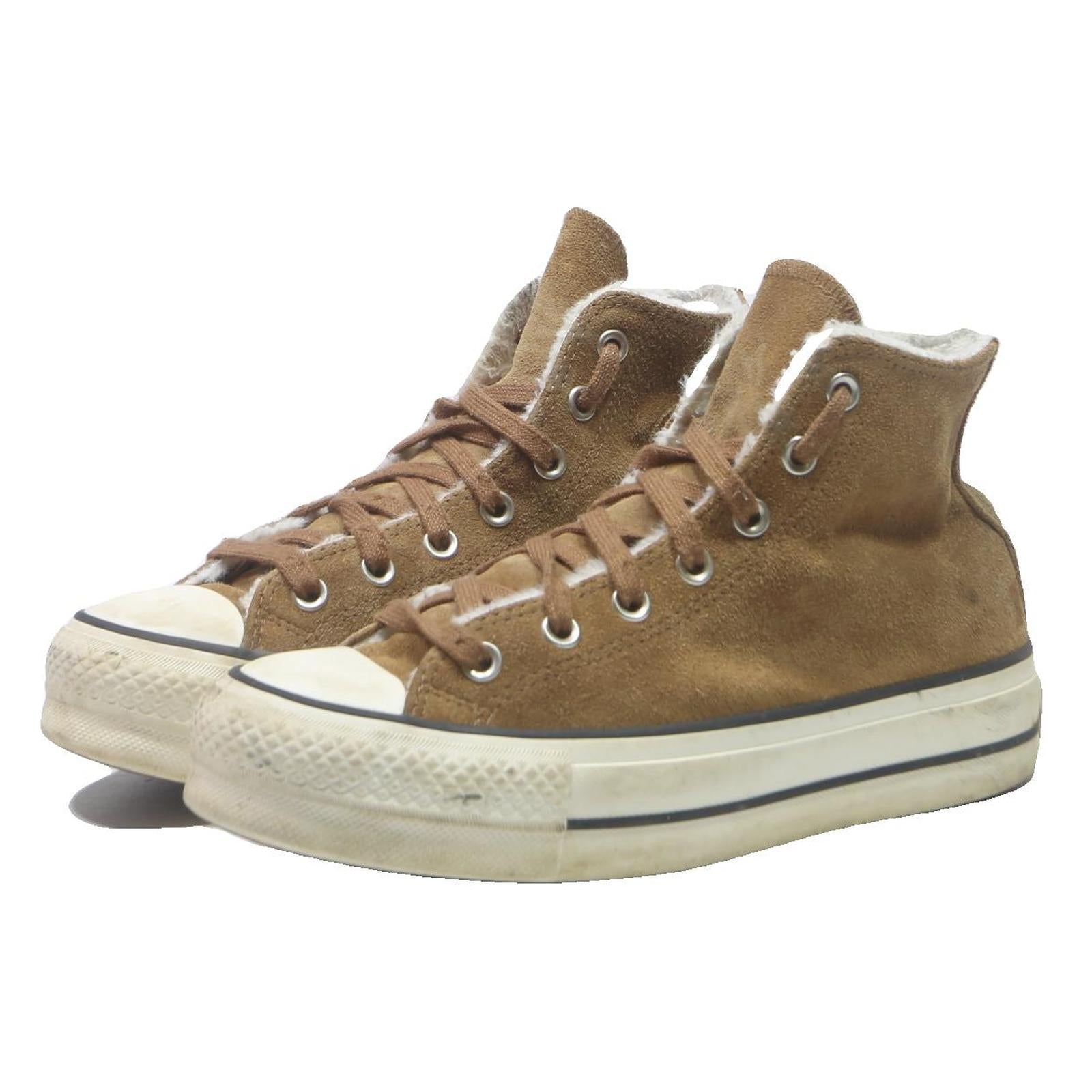 CONVERSE Chuck Taylor Womens High Top Boots Brown Leather UK 5.5 Casual Winter