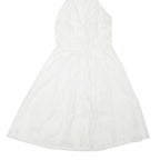 UTTAM BOUTIQUE Womens White Cotton Blend Halter Dress Lace UK 8 Summer