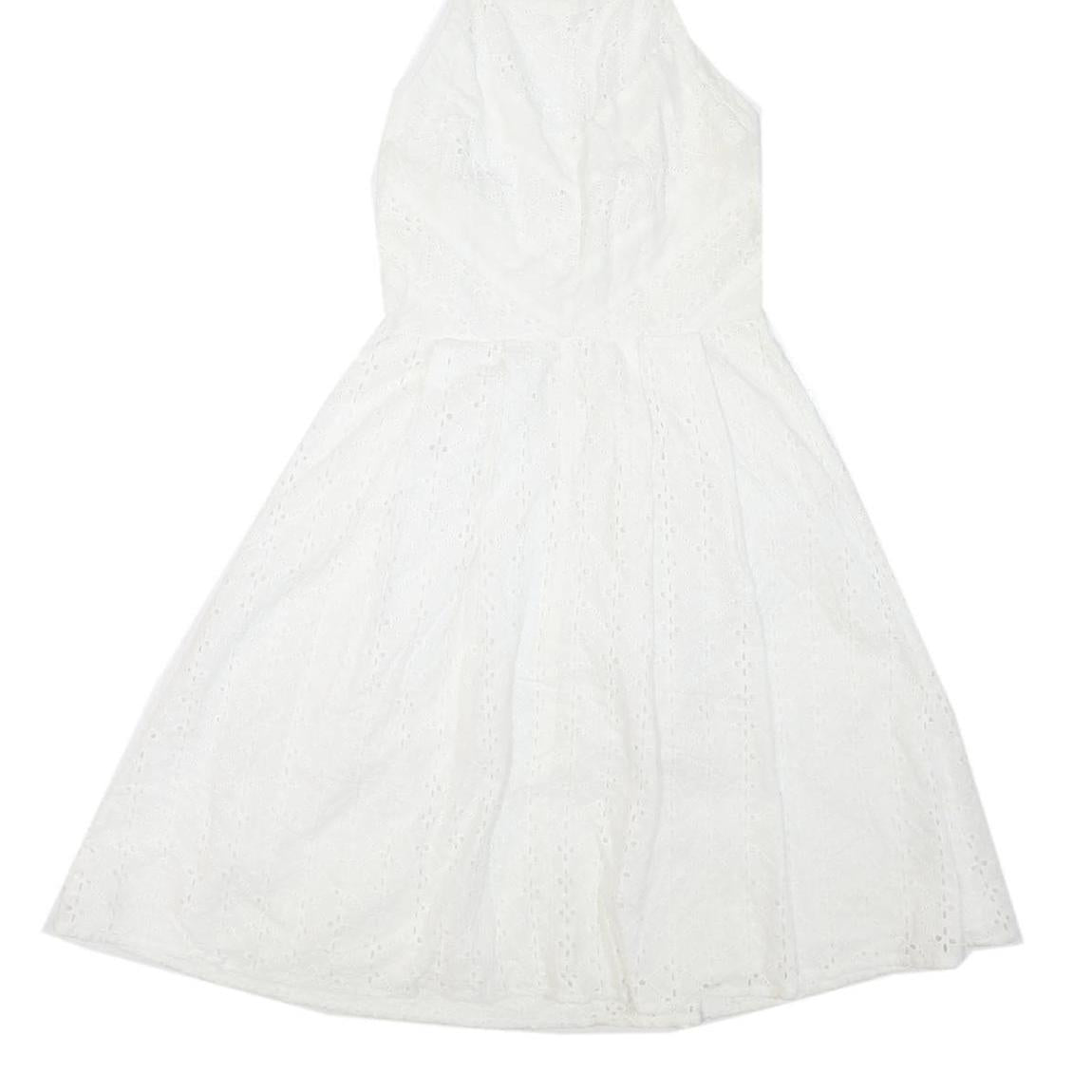 UTTAM BOUTIQUE Womens White Cotton Blend Halter Dress Lace UK 8 Summer