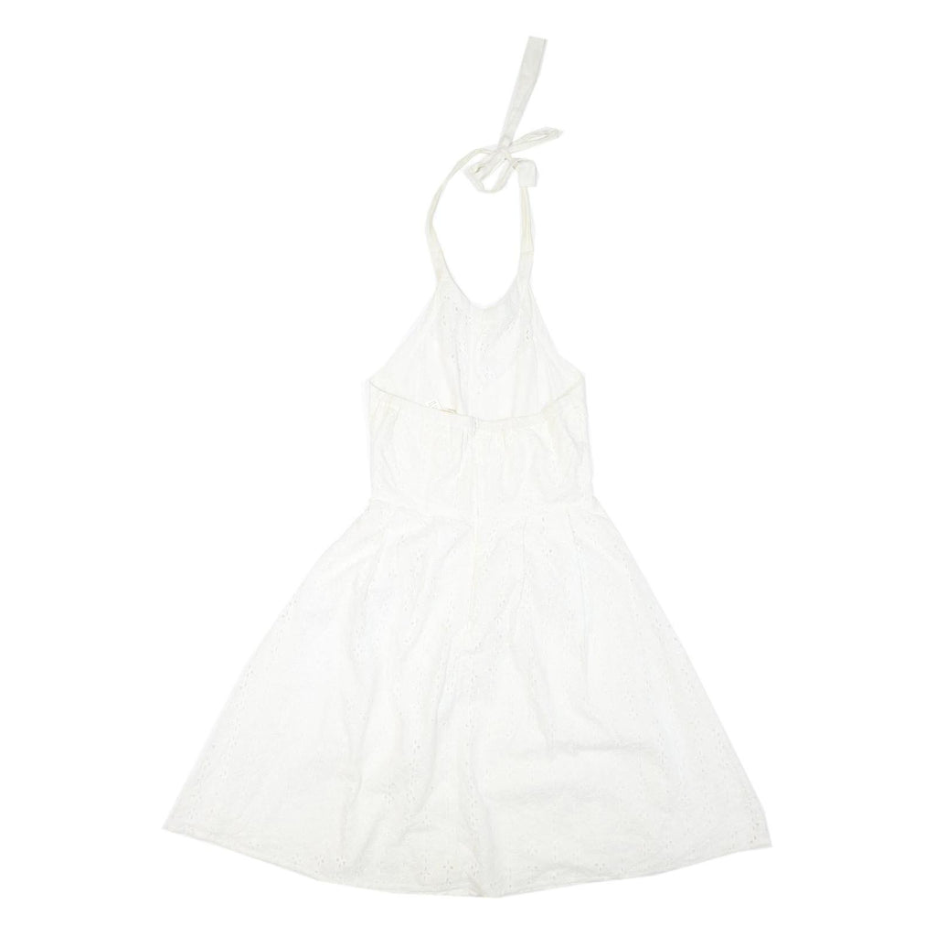 UTTAM BOUTIQUE Womens White Cotton Blend Halter Dress Lace UK 8 Summer