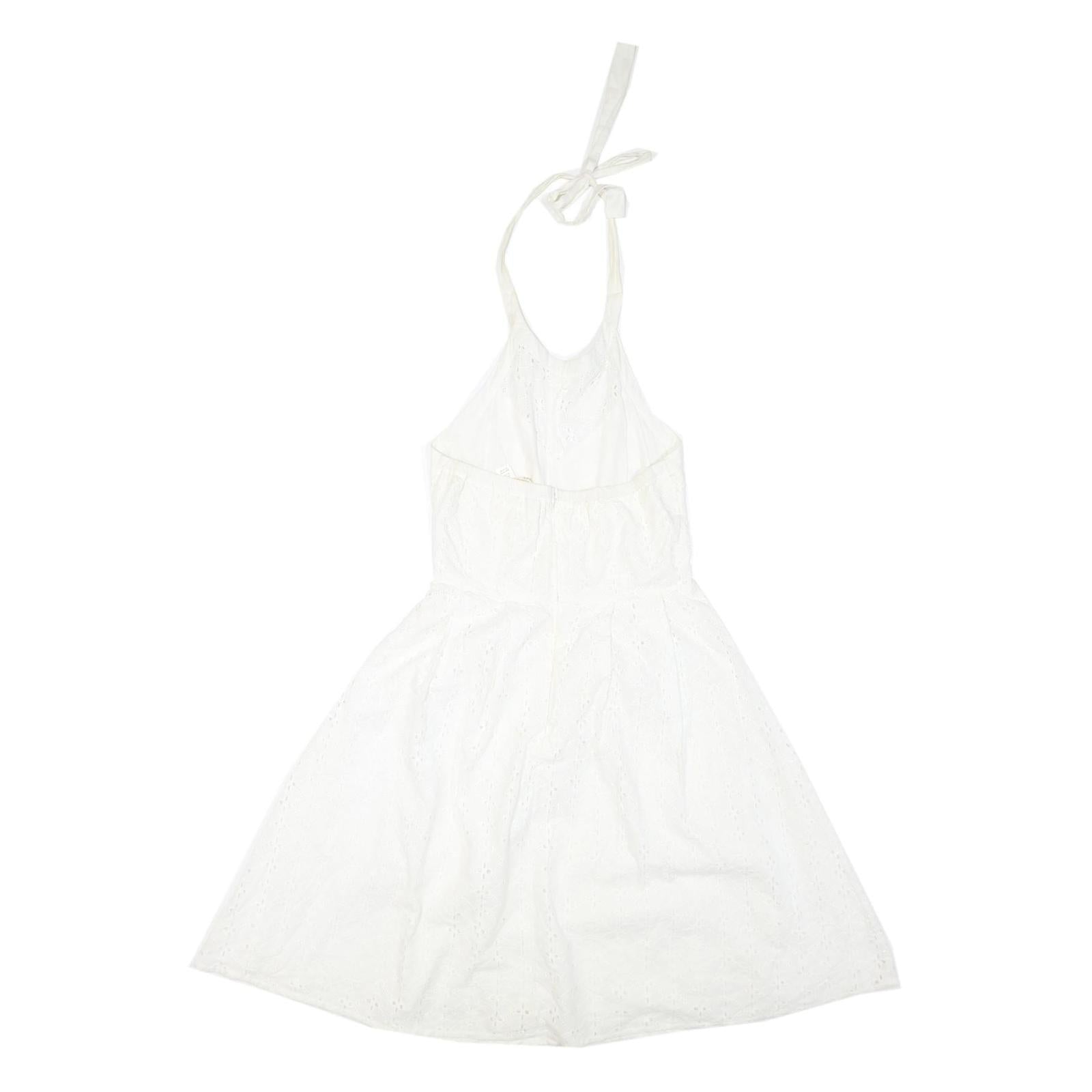 UTTAM BOUTIQUE Womens White Cotton Blend Halter Dress Lace UK 8 Summer