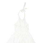 UTTAM BOUTIQUE Womens White Cotton Blend Halter Dress Lace UK 8 Summer