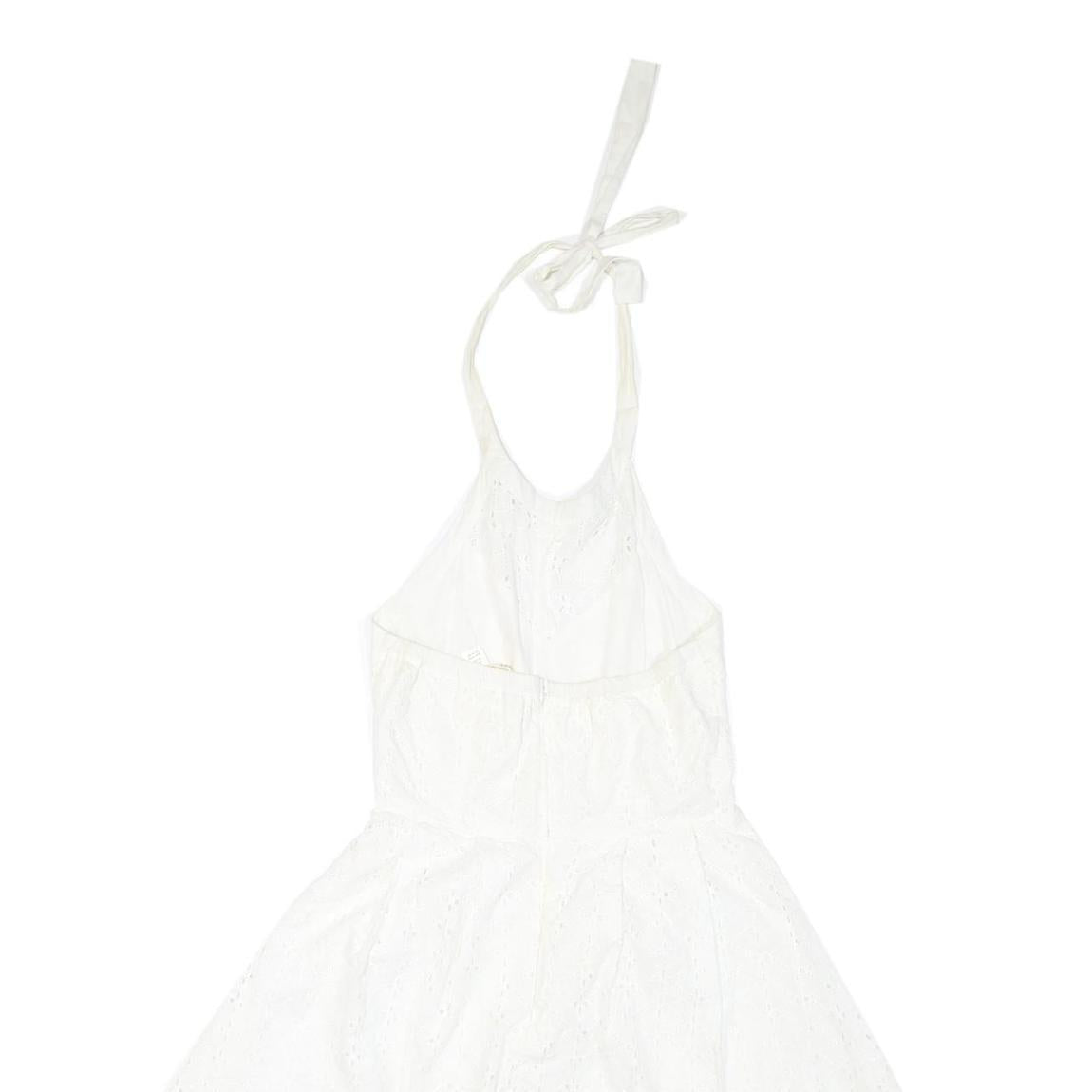 UTTAM BOUTIQUE Womens White Cotton Blend Halter Dress Lace UK 8 Summer