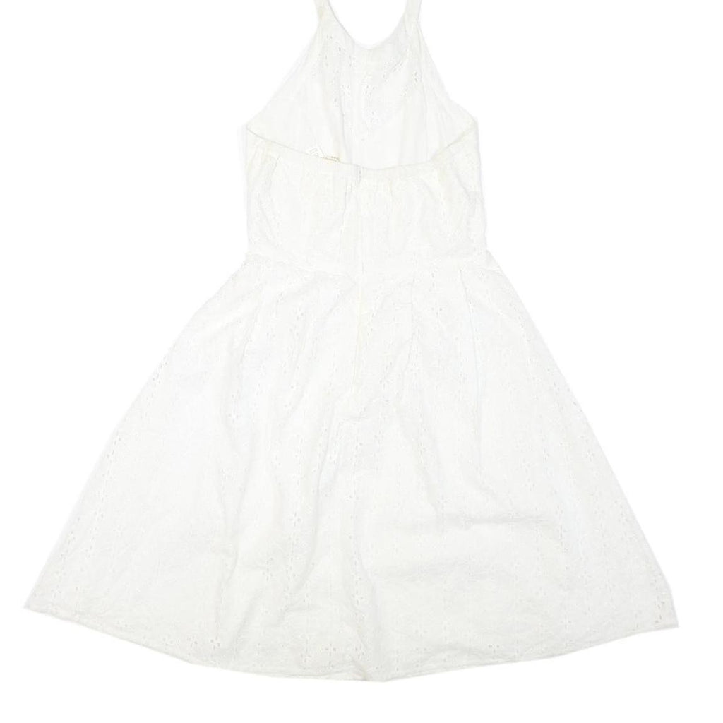 UTTAM BOUTIQUE Womens White Cotton Blend Halter Dress Lace UK 8 Summer