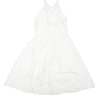 UTTAM BOUTIQUE Womens White Cotton Blend Halter Dress Lace UK 8 Summer