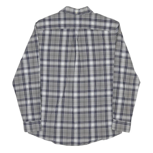 TOMMY HILFIGER Mens Grey Blue Check Shirt L Casual Cotton Blend Button Down