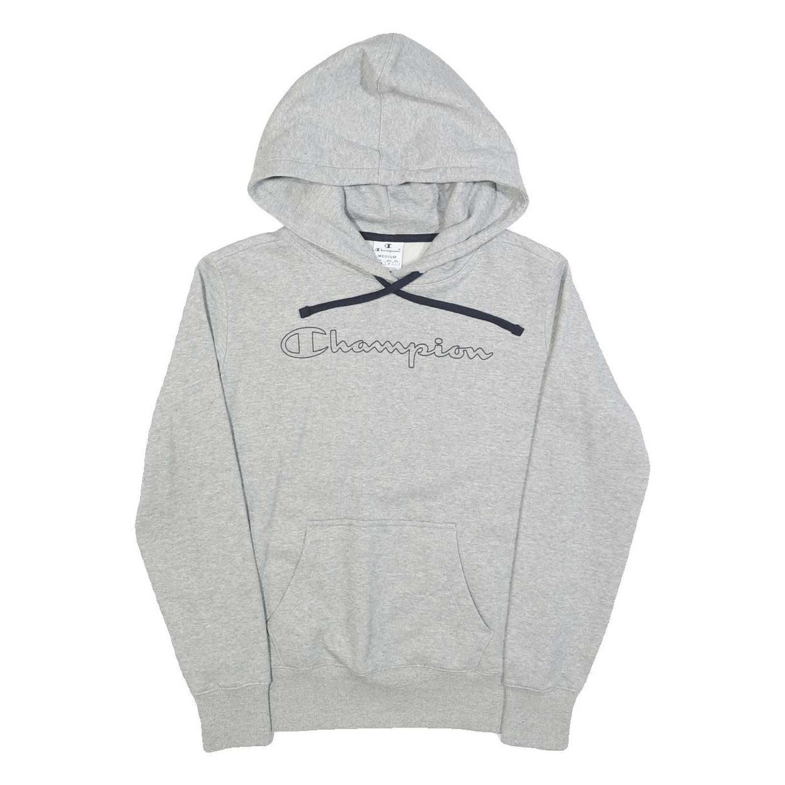 CHAMPION Womens Grey Hoodie M Cotton Blend Pullover Sweatshirt