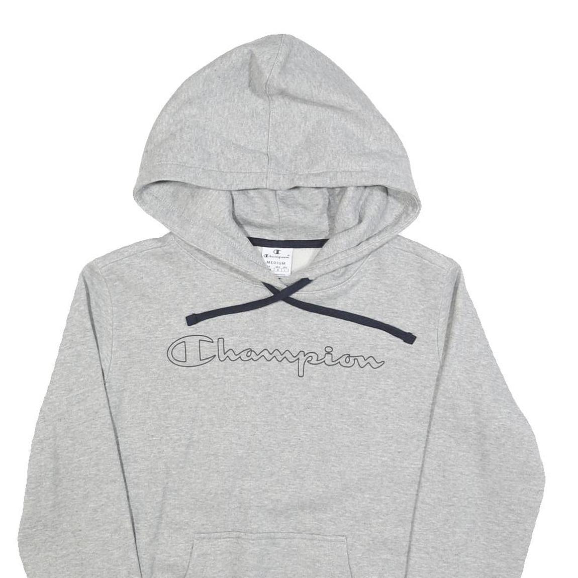 CHAMPION Womens Grey Hoodie M Cotton Blend Pullover Sweatshirt