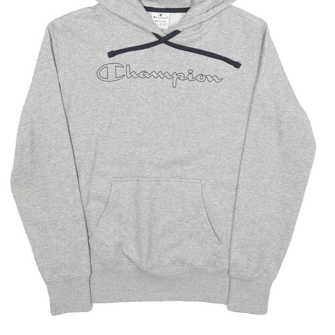 CHAMPION Womens Grey Hoodie M Cotton Blend Pullover Sweatshirt