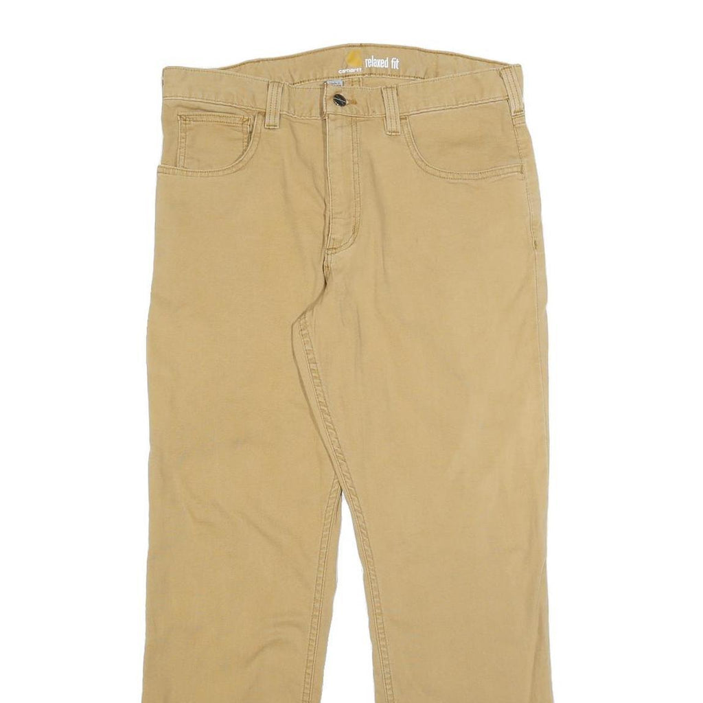 CARHARTT Mens Cotton Blend Beige Relaxed Fit Straight Trousers W32 L30 Workwear
