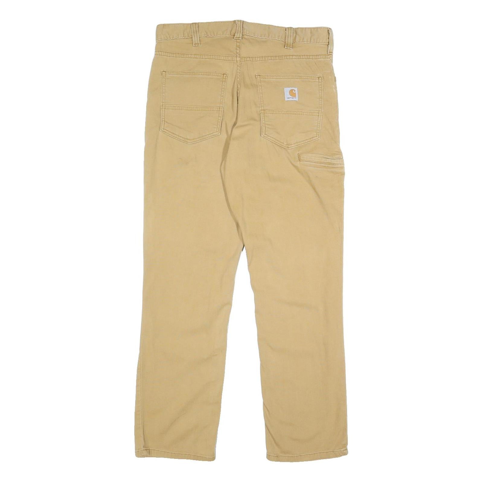 CARHARTT Mens Cotton Blend Beige Relaxed Fit Straight Trousers W32 L30 Workwear