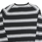 TOMMY HILFIGER Mens Black & Grey Striped Plain Crew Neck Basic Knit Jumper XL