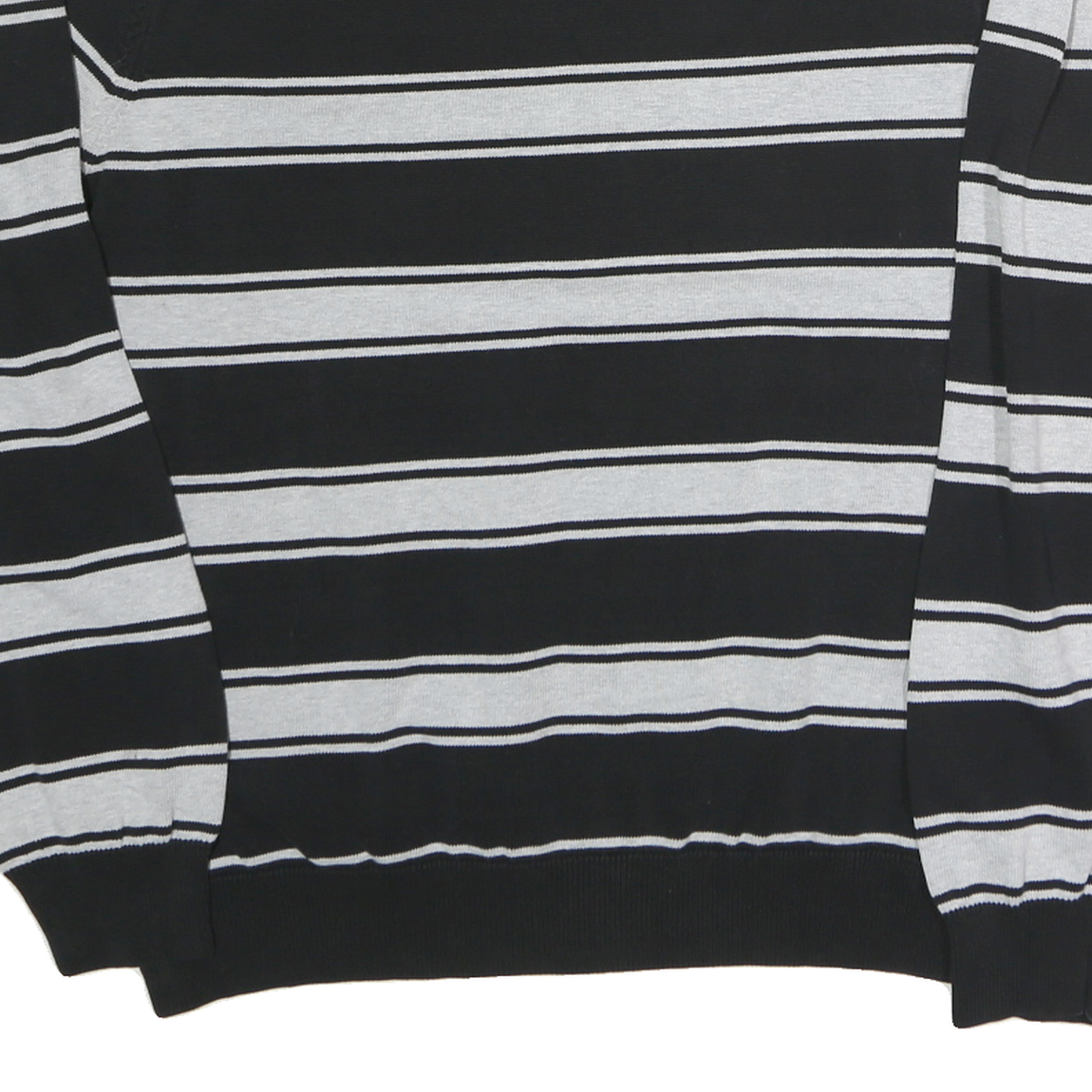 TOMMY HILFIGER Mens Black & Grey Striped Plain Crew Neck Basic Knit Jumper XL