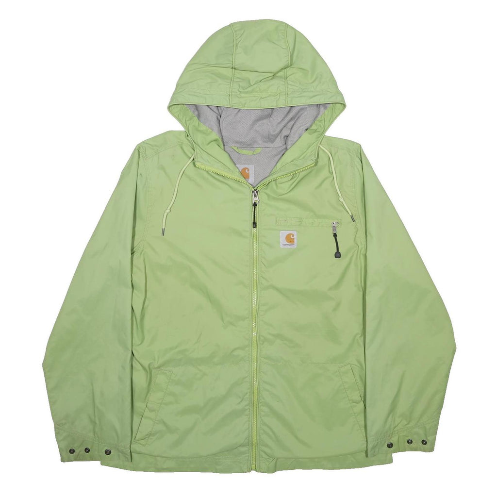 CARHARTT Womens Green Hooded Zip Jacket S Synthetic Plain Lightweight Casual