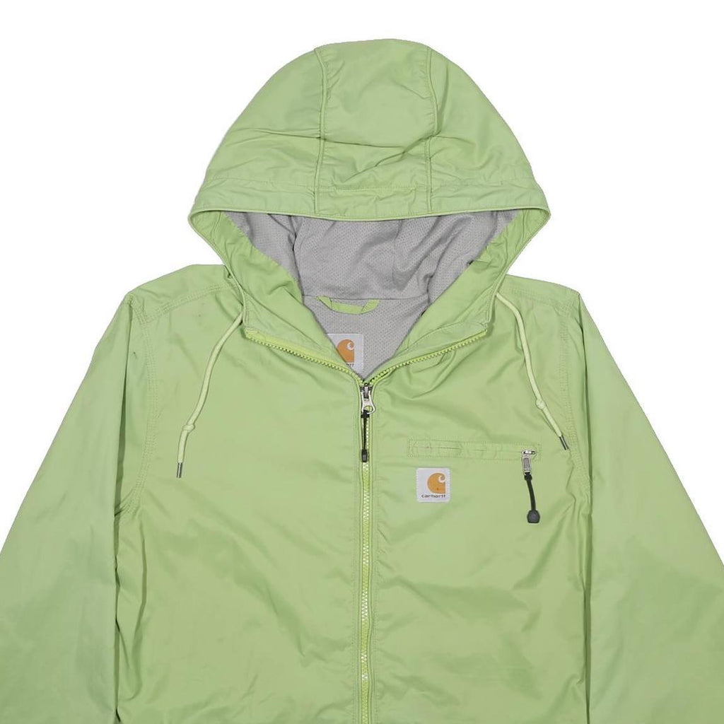 CARHARTT Womens Green Hooded Zip Jacket S Synthetic Plain Lightweight Casual