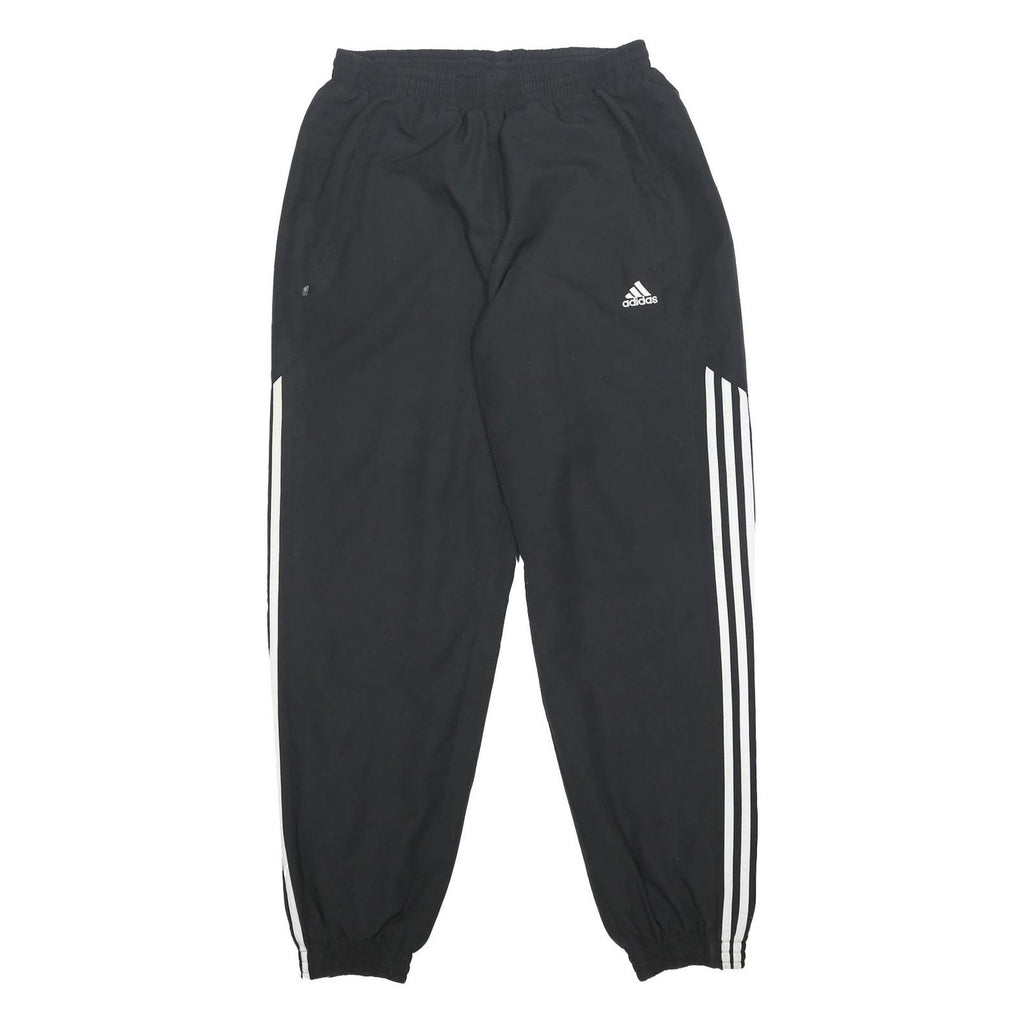ADIDAS Mens Joggers Black & White Regular Tapered L W28 L30 Athletic Tracksuit