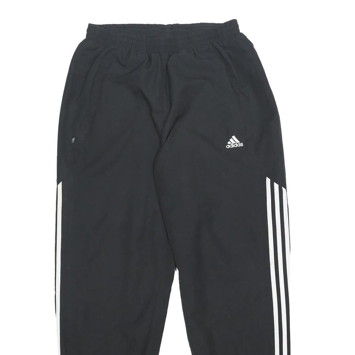 ADIDAS Mens Joggers Black & White Regular Tapered L W28 L30 Athletic Tracksuit