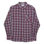 TOMMY HILFIGER Mens Red & Grey Check Shirt L Cotton Blend Casual Long Sleeve