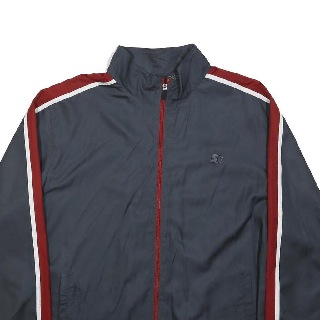 STARTER Mens Grey & Burgundy Track Jacket XL Polyester Zip Athletic Casual Style