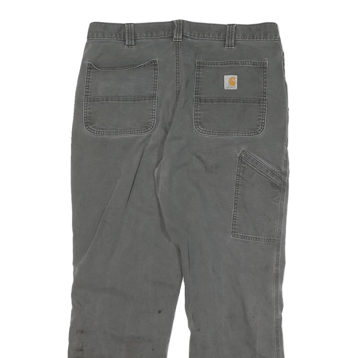 CARHARTT Mens Cotton Blend Grey Relaxed Fit Straight Leg Trousers W34 L30