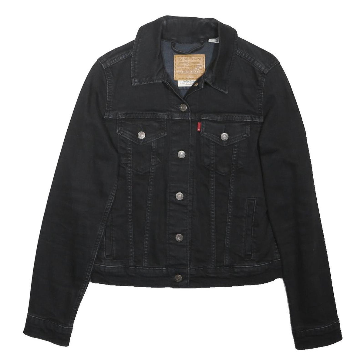 LEVI'S Womens Black Denim Button Jacket S Cotton Blend Casual Classic