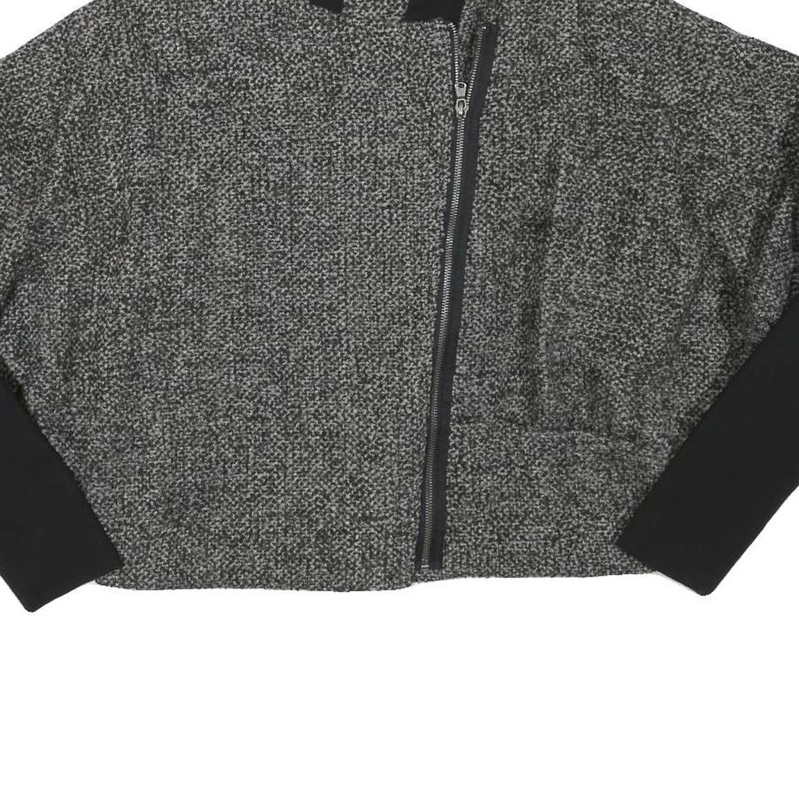 ZARA WOMAN Womens Grey & Black Wool Blend Zip Jacket M Knit