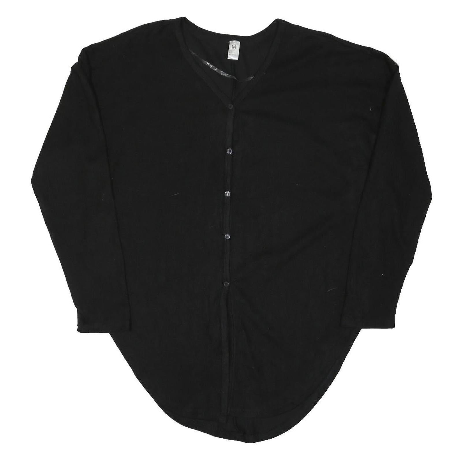 JUST BE Womens Black Plain Pullover Jumper V-Neck Regular Fit Size M Button Up