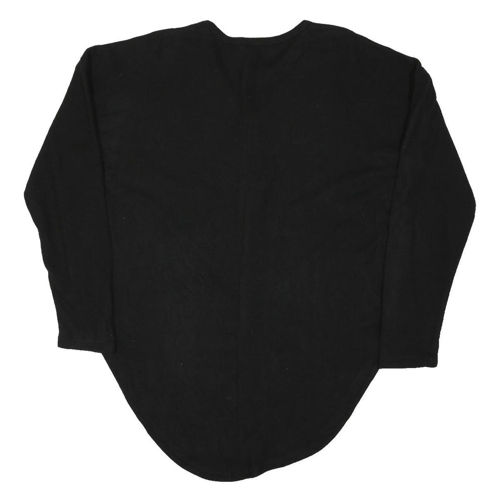 JUST BE Womens Black Plain Pullover Jumper V-Neck Regular Fit Size M Button Up