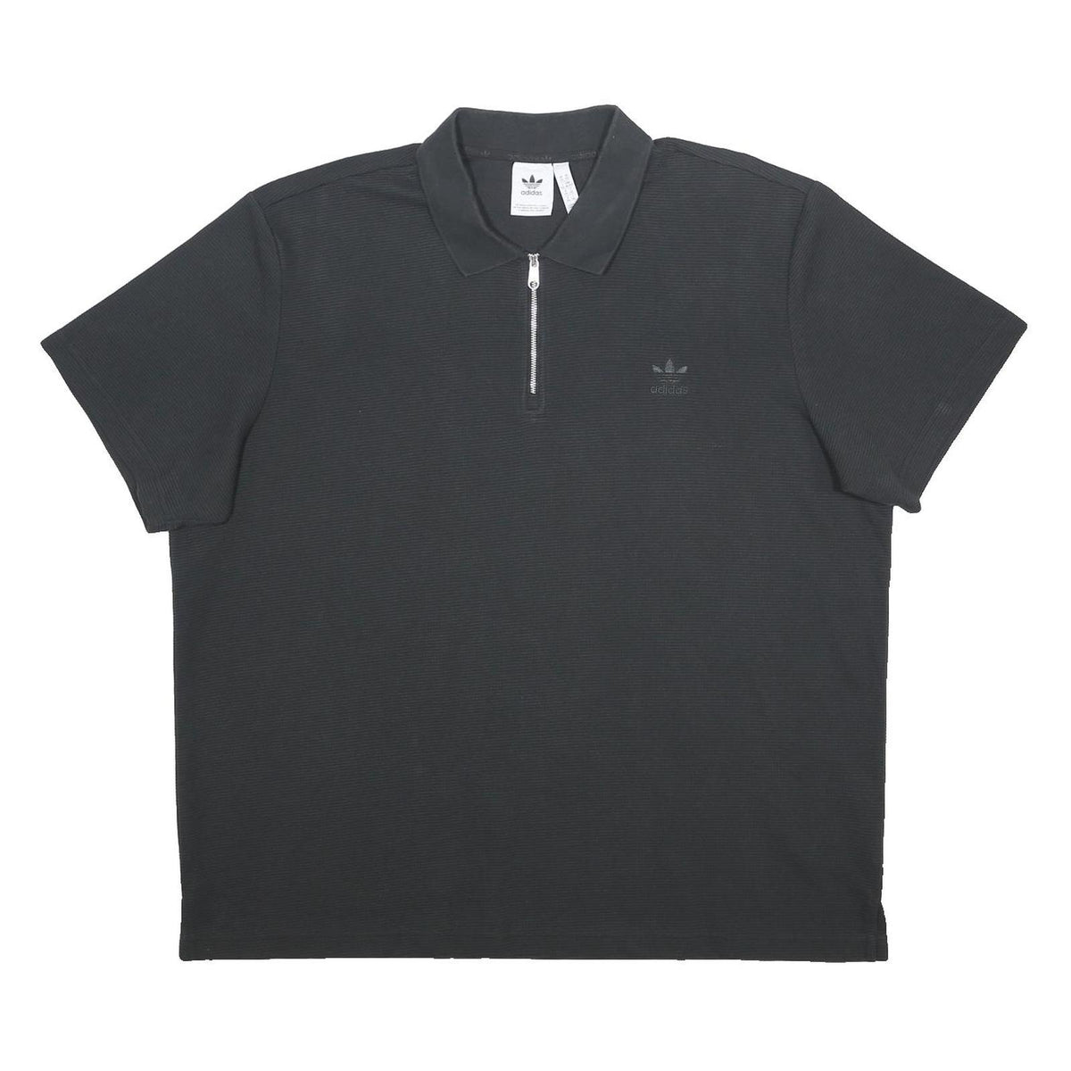 ADIDAS Mens Black Zipped Short Sleeve Plain Polo Shirt 2XL Cotton Blend