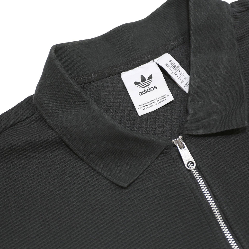 ADIDAS Mens Black Zipped Short Sleeve Plain Polo Shirt 2XL Cotton Blend
