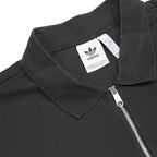 ADIDAS Mens Black Zipped Short Sleeve Plain Polo Shirt 2XL Cotton Blend