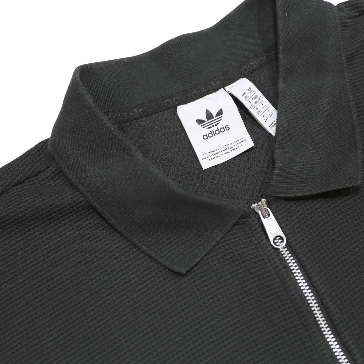 ADIDAS Mens Black Zipped Short Sleeve Plain Polo Shirt 2XL Cotton Blend