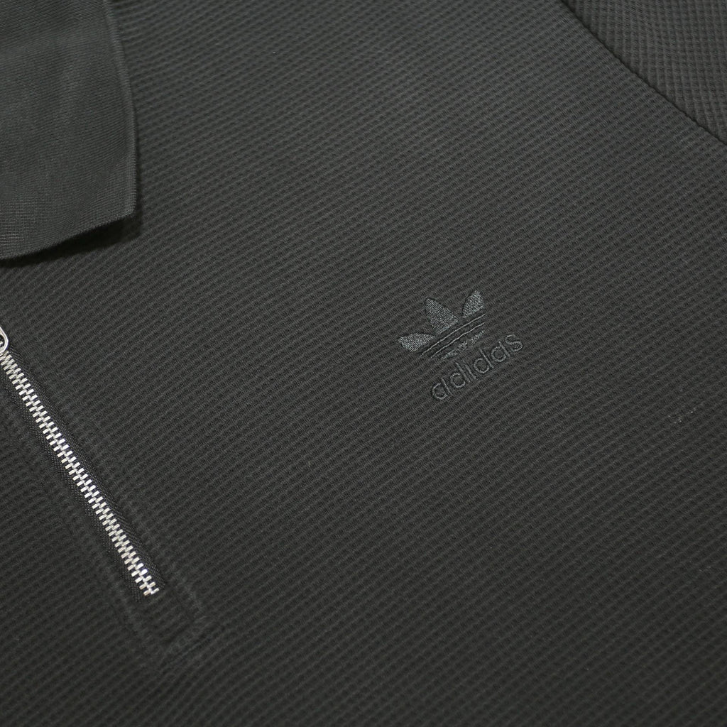 ADIDAS Mens Black Zipped Short Sleeve Plain Polo Shirt 2XL Cotton Blend