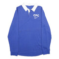 NIKE Mens Blue & White CFC Long Sleeve Polo Shirt L Cotton Blend Chelsea FC