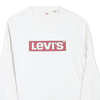LEVI'S Mens White Crew Neck S Logo Sweatshirt Cotton Blend Casual