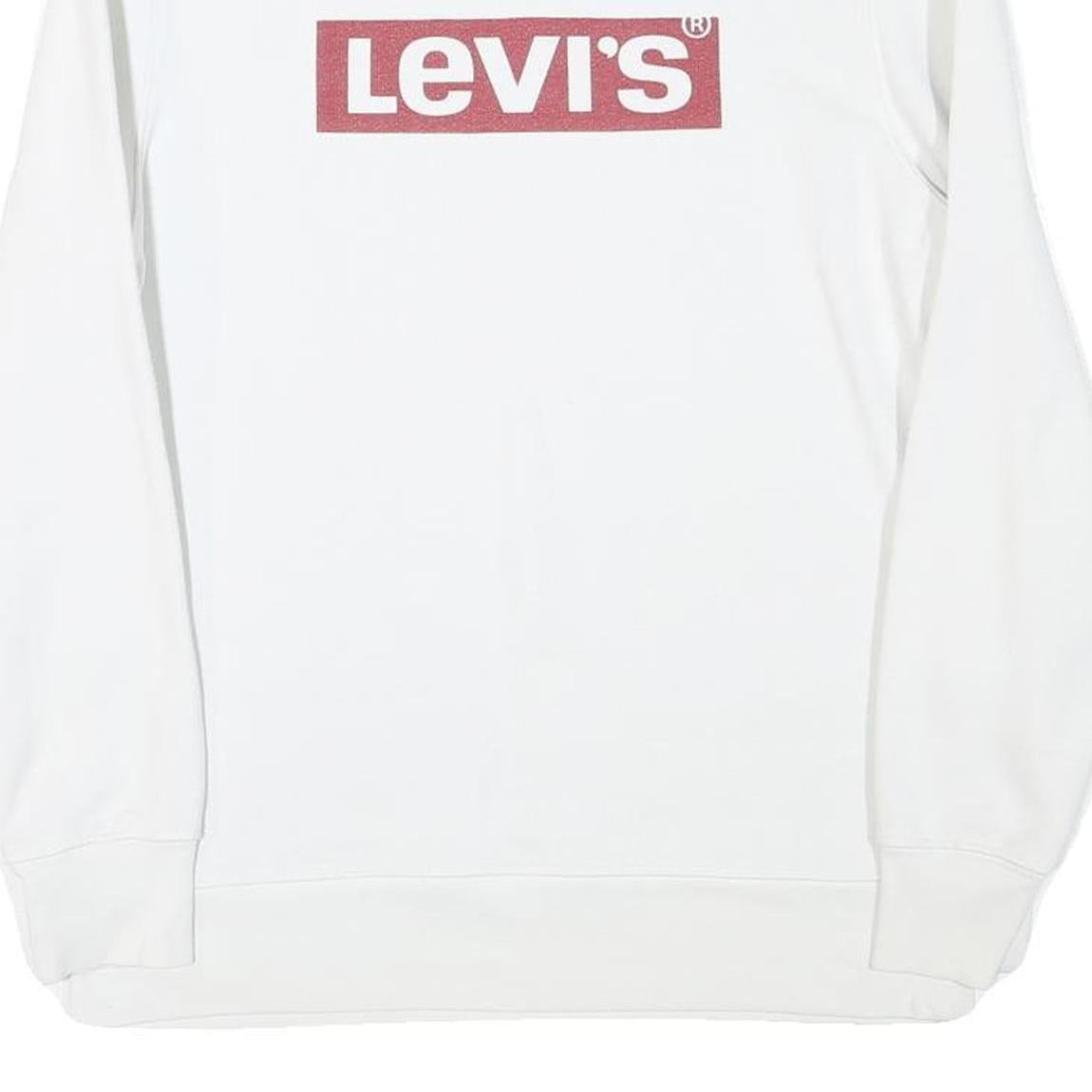 LEVI'S Mens White Crew Neck S Logo Sweatshirt Cotton Blend Casual